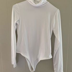 White turtle neck body suit